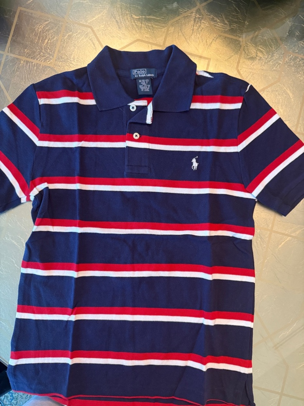 Polo by Ralph Lauren Navy Polo with Red and White Stripes